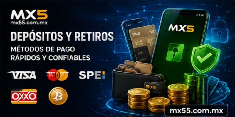 Depósitos y retiros seguros en MX5 con métodos de pago rápidos para México