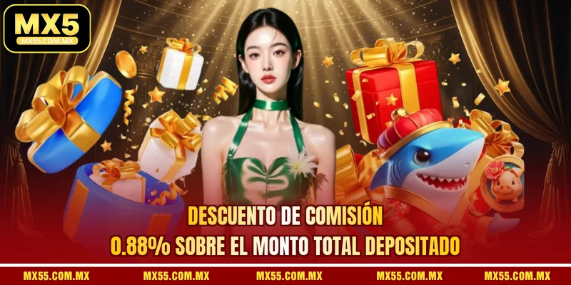 Descuento de comisión 0.88% sobre el monto total depositado
